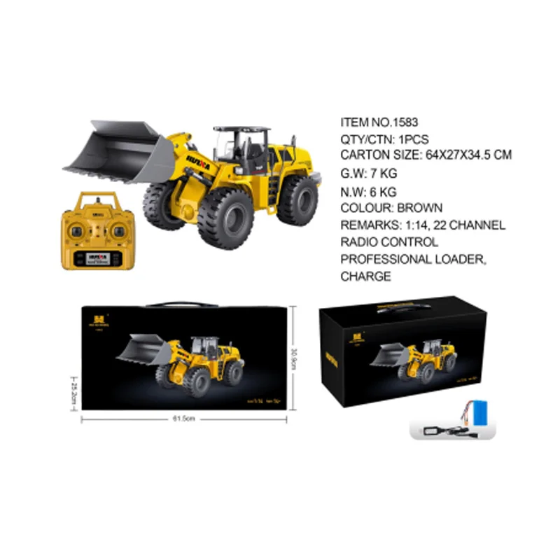 Huina 1583 22 ช่องโลหะผสมรีโมทคอนโทรลรถ 1:14 จําลอง Bulldozer วิศวกรรมยานพาหนะของเล่นเด็กของขวัญวันเกิด