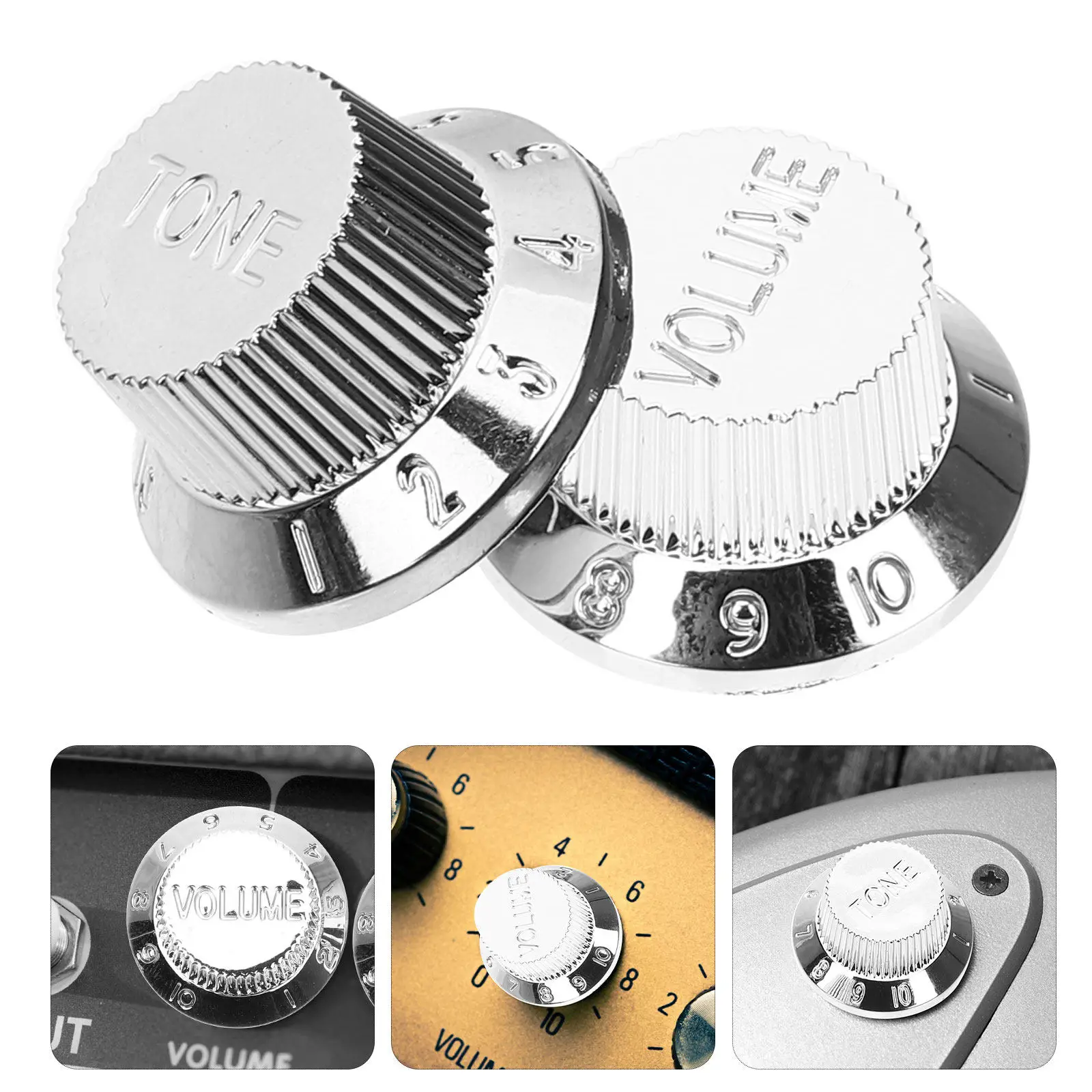 4Pcs Guitar Volume Knob Caps Top Hat Style Tone Control Knobs for Electric Guitar Bass Instrument Accessories Fade Proof Easy