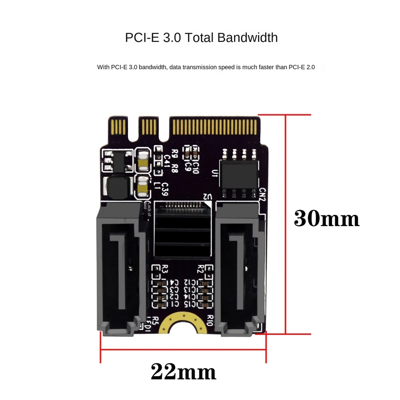 M2 To SATA3.0 Expansion Card KEY A + E WIFI M.2 To SATA Hard Disk Adapter Card Without Driver Installation JMB582 Chip