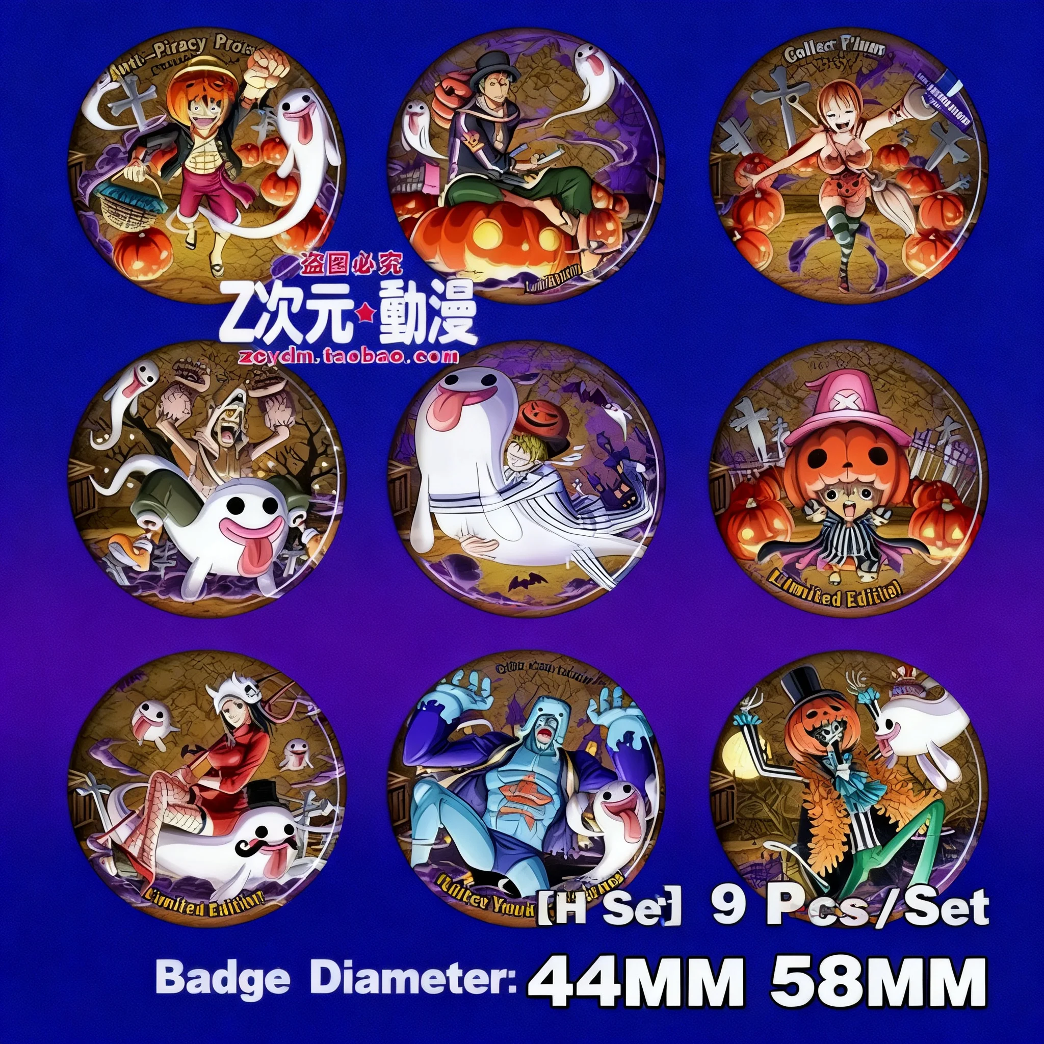 

One Piece Anime Badge Luffy Chopper Sanji Straw Hat Pirates Mirror Pendant Brooch Pin H Style Collectible Cosplay Gift