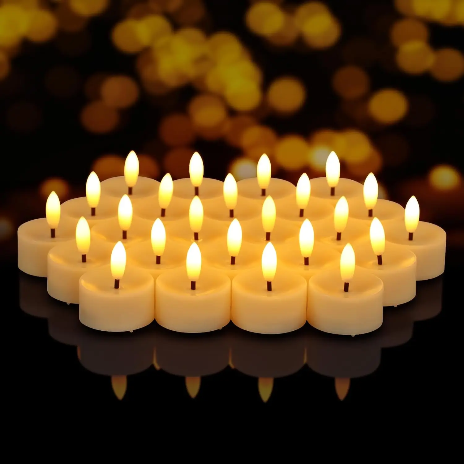 6/12Pcs LED Candle Light Timer Rechargeable Flashing Flameless Candle Lamp Tea Lights With Black Cups For Home Decoration Candle