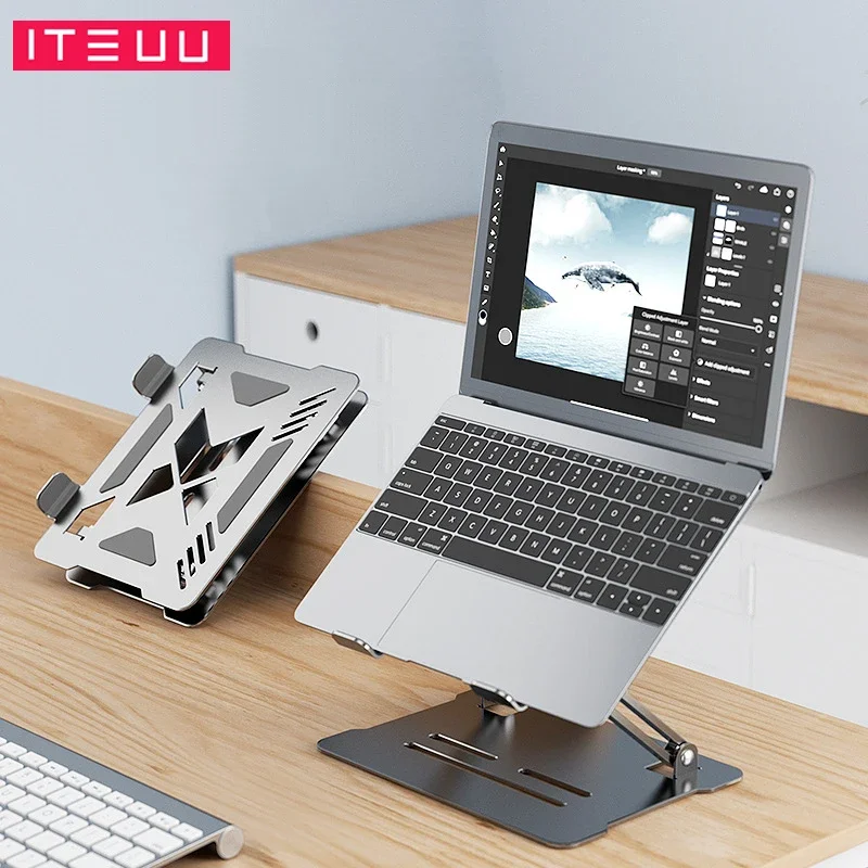 Adjustable Desktop Laptop Stand Notebook Aluminum Bracket Support Tablet Lifting Heightening Holder Folding Metal Kickstand