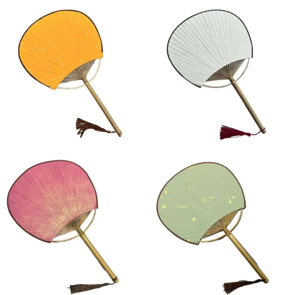 New Creative Vintage Hand Painted Fan Paper with Tassels Blank Hand Fan Bamboo Handle Room Decorations DIY Fan Gift