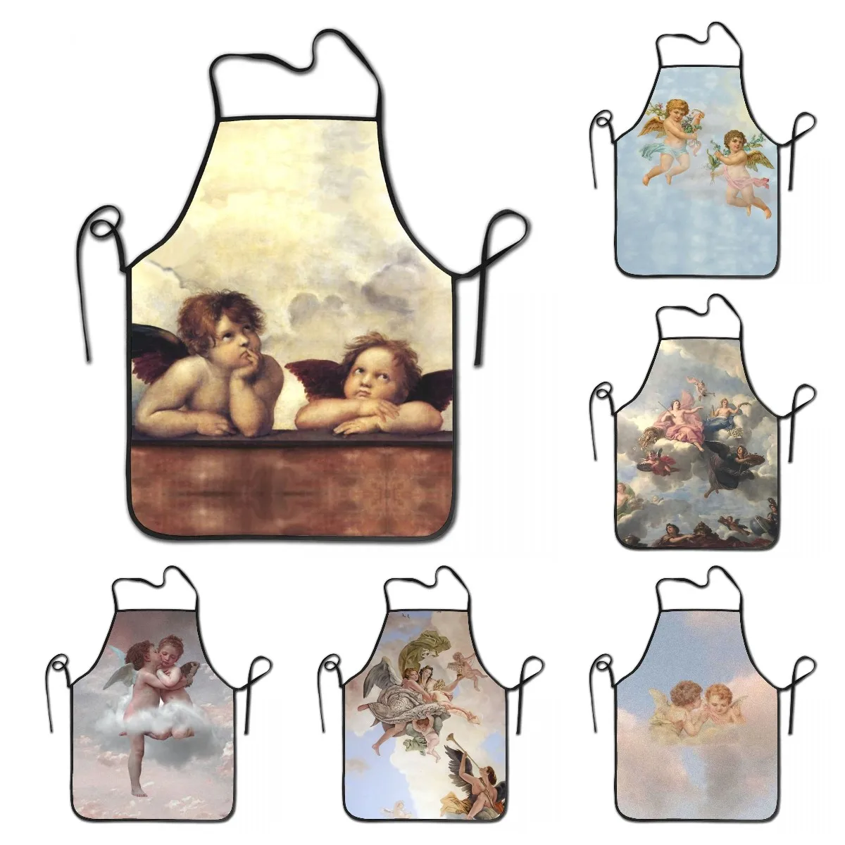 Renaissance Angels Winged Cherubs Bib Aprons Women Men Unisex Kitchen Chef Vintage Tablier Cuisine for Cooking Baking Painting