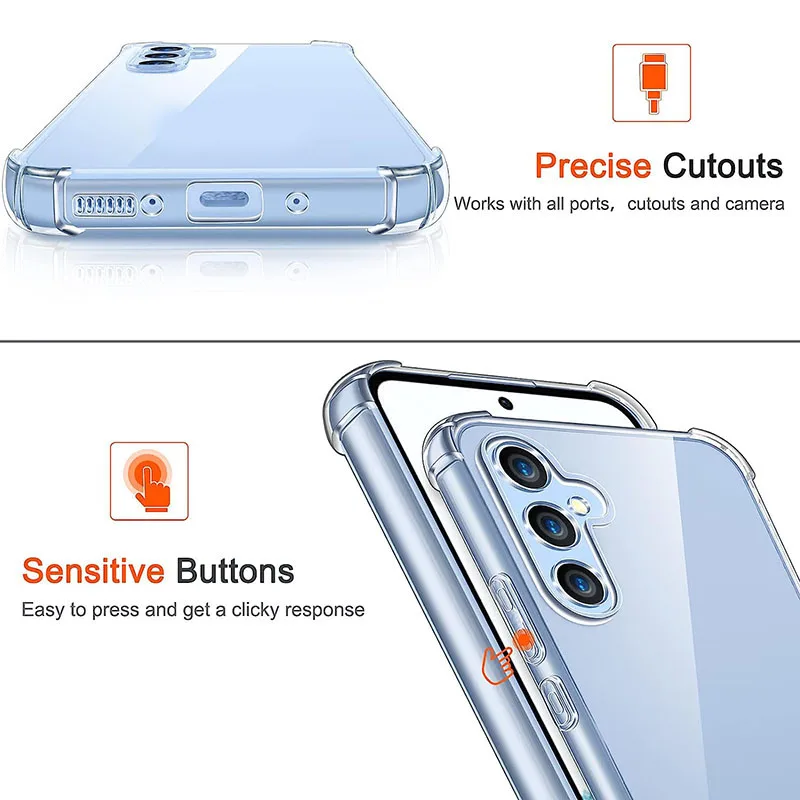 Shockproof Clear Silicone Case For Samsung Galaxy A21 A21S A31 A41 A51 A71 A81 A91 A12 A22 A32 A42 A52 A72 A13 A23 A33 A53 A73