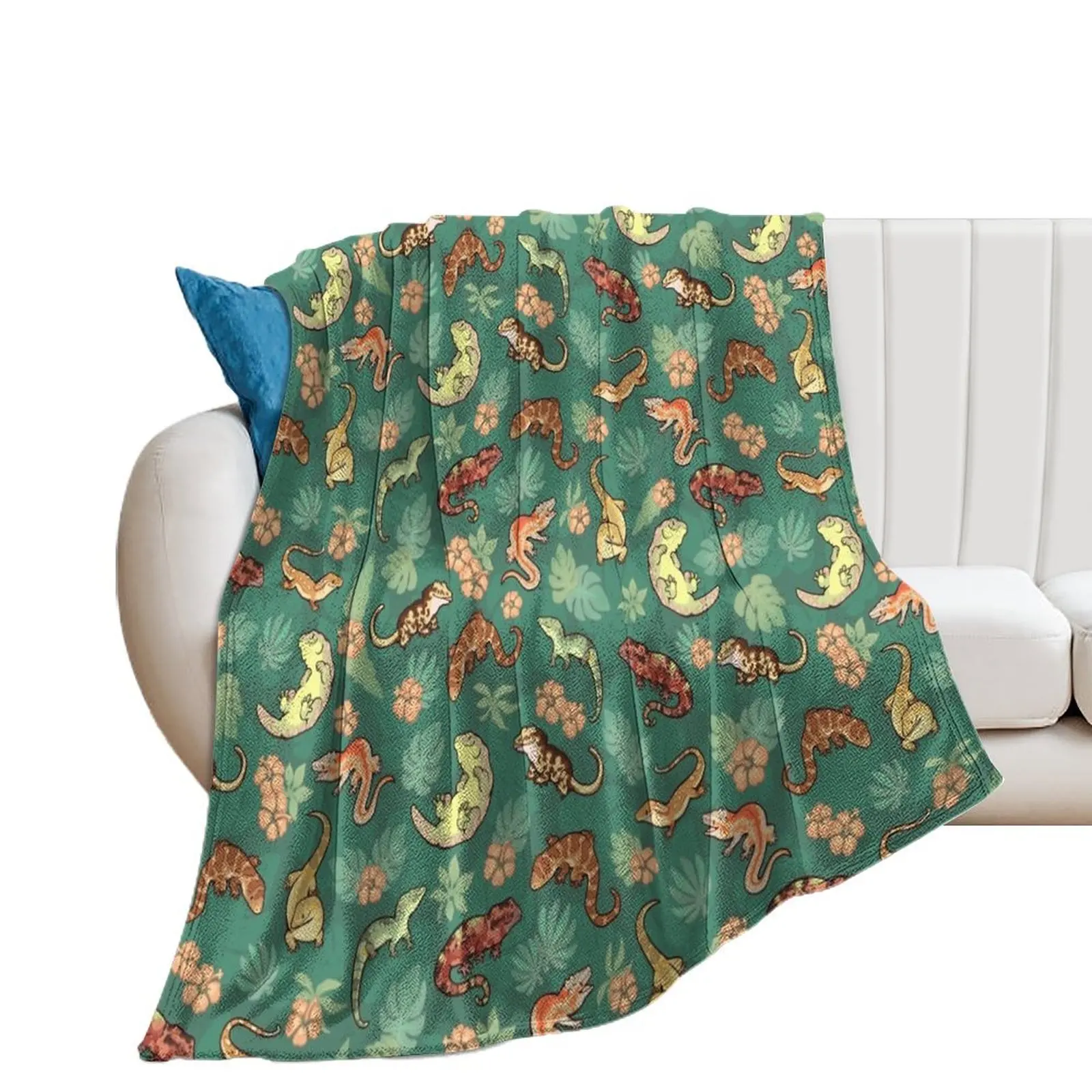 

Gecko family in green Throw Blanket Plaid Luxury Designer Blankets