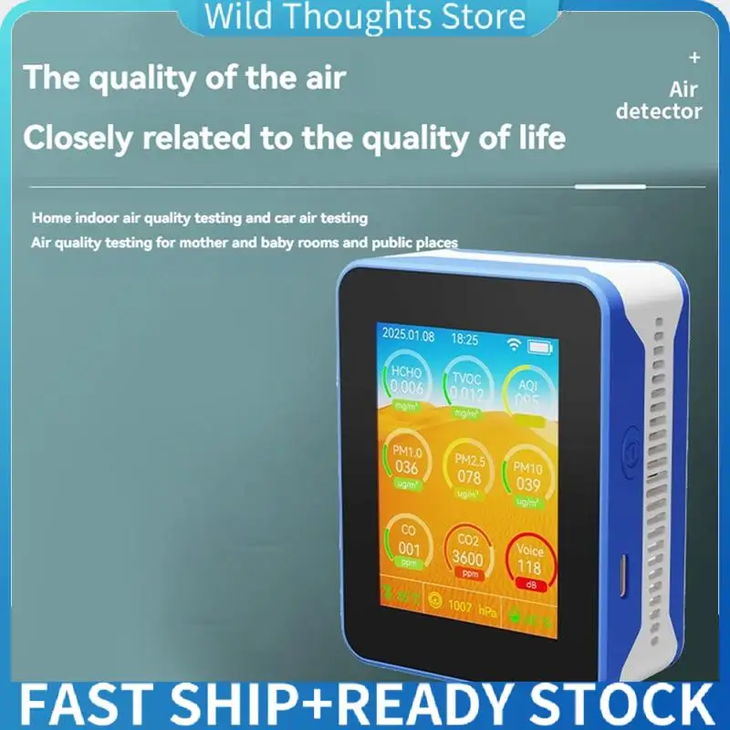 

Air Quality Monitor Air Quality Tester Indoor Air Quality Meters HCHO/TVOC/PM2.5/PM10/CO/CO2 Tester-[Qahk]