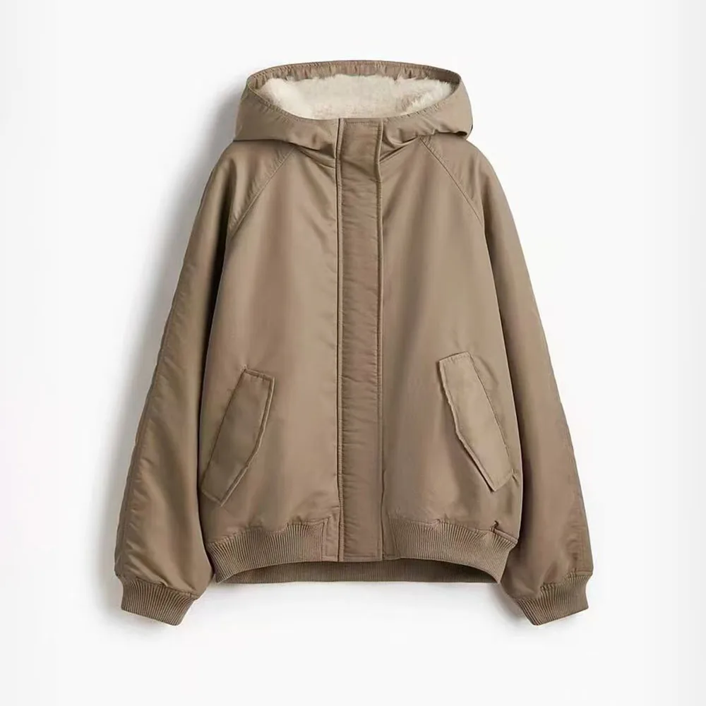 

Модные куртки с длинными рукавами для женщин, зима 2022, осенняя одежда, женская верхняя одежда, плюшевая толстая хлопковая одежда с капюшоном