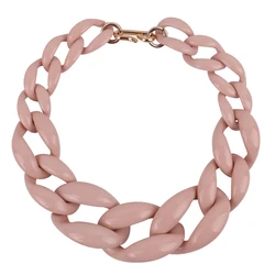 New Trendy Big Acrylic Pink Choker Necklace For Women Vintage Resin Chunky Chain Collar Necklaces Pendants Jewelry Party Gifts