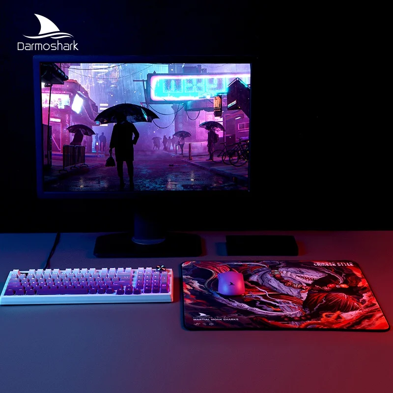 Quente daohark monge tubarão esports jogo importado tecido de poliéster tecnologia de costura antiderrapante mouse pad 400*450*5mm presentes da menina do menino