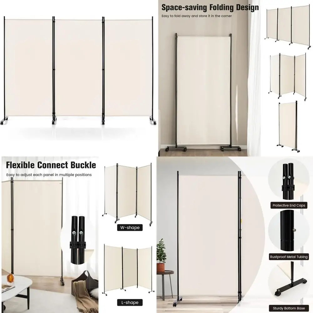 

Folding Privacy Screen 3-Panels, 6FT Tall Room Divider with Metal Frame and Durable Fabric, Freestanding Partition for Enhanced