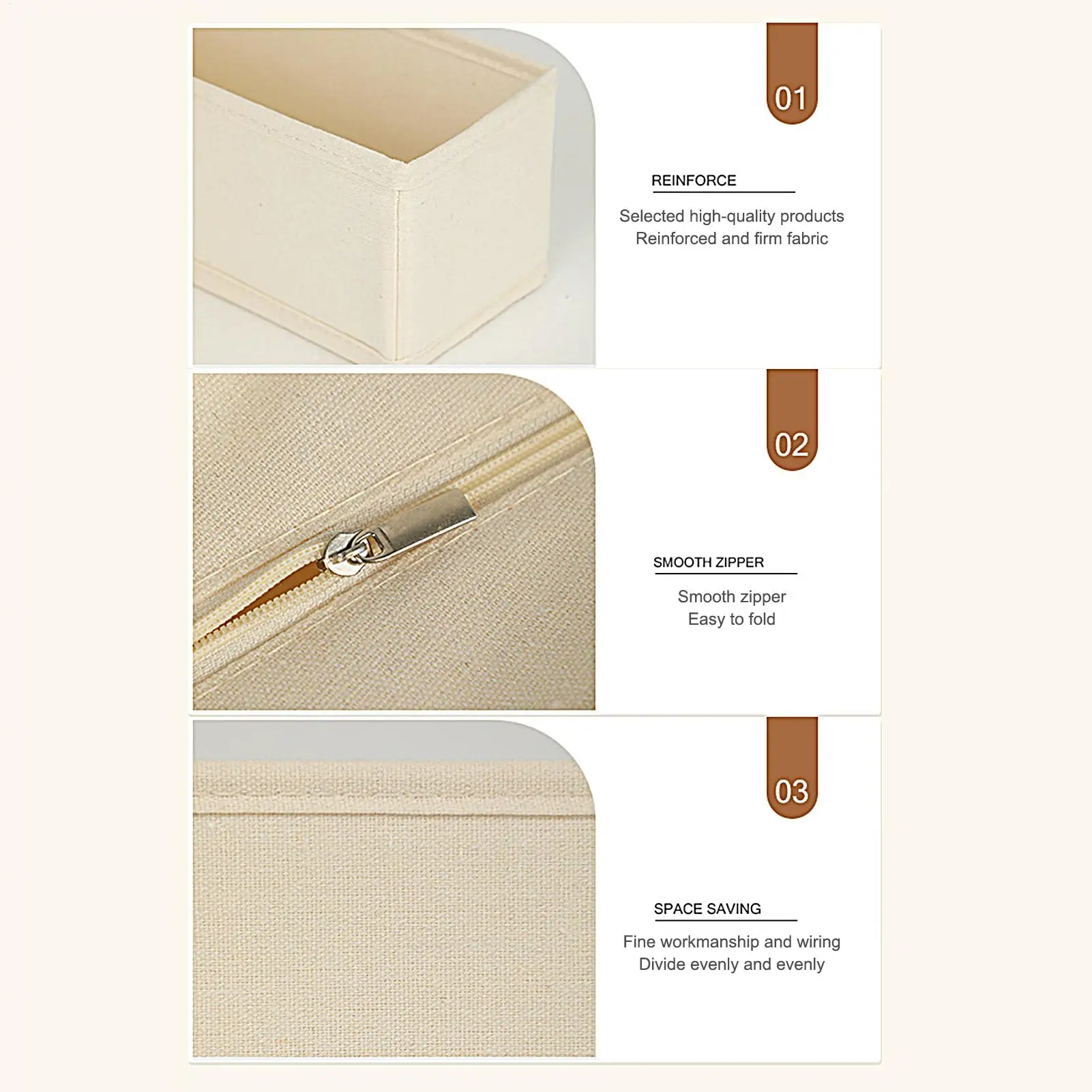 Long Storage Container Bin Space-Saving Foldable Fabric Storage Bins Durable and Stable Sock Underwear Organizer for Drawer ﻿