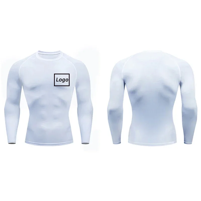 Laufoberteil für Herren, individuell bedrucktes, eng anliegendes Hemd mit langen Ärmeln, Fitnessstudio-Unterwäsche, schnell trocknendes Sport-T-Shirt – Detail 12