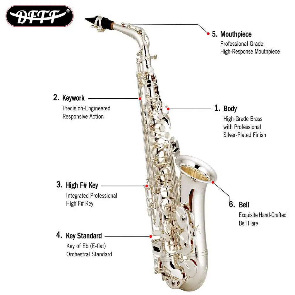 Professional Alto Saxophone Silver Plated In Eb Tone Excellent Instrument For Advanced Student ,musician Or Professinal Player