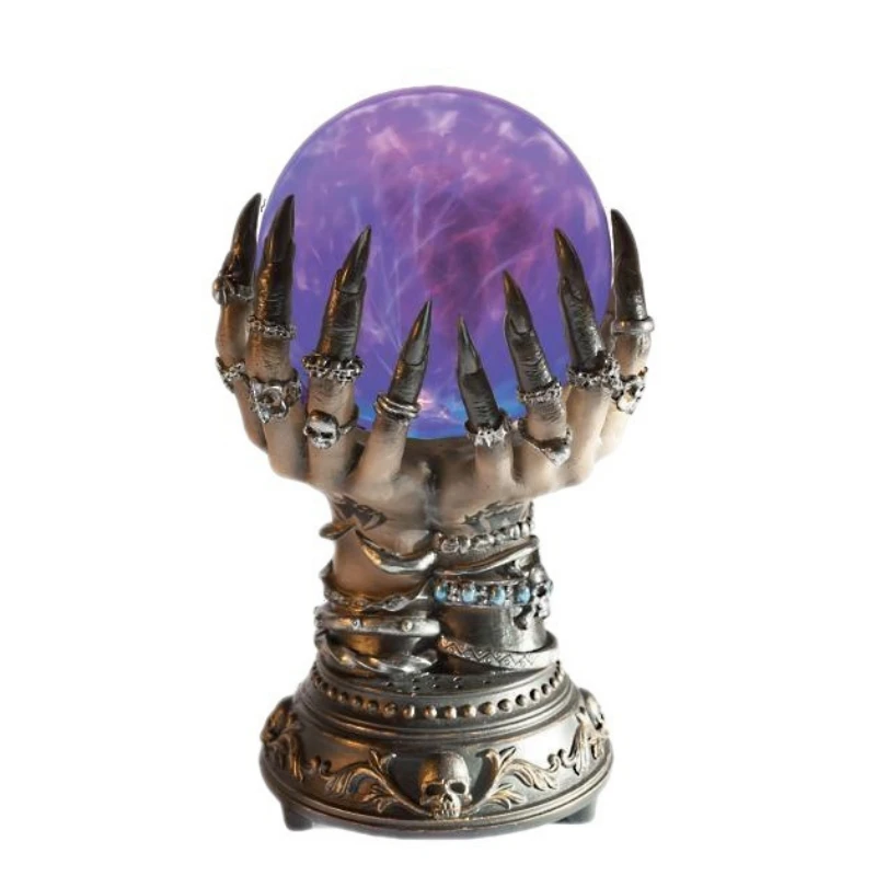 Glowing Crystal Luminous Magic Ball Creative Witch Skull Finger Magic Luminous Prop Decor Atmosphere Lamp Home Party Ornament