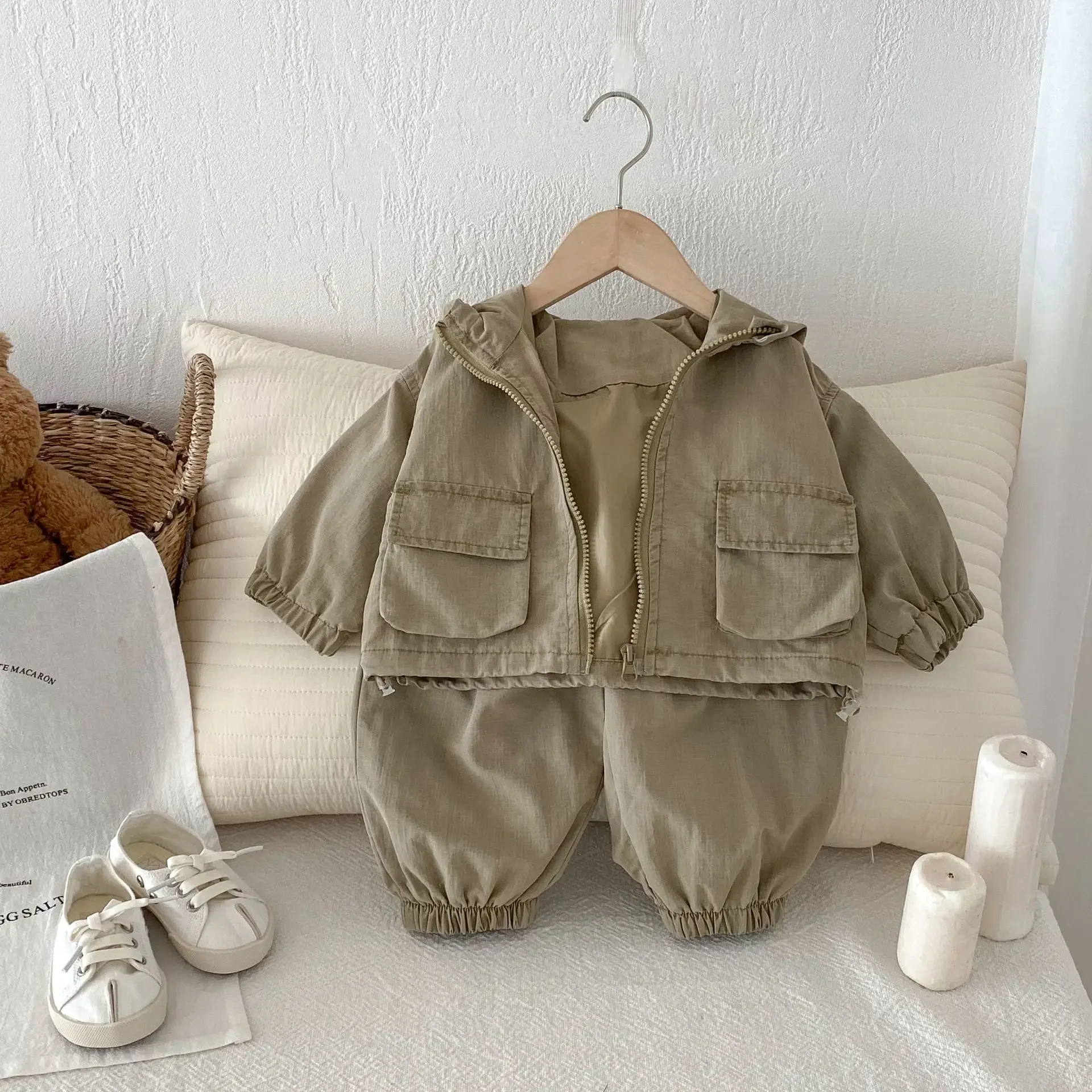 

Baby and Toddler Clothing Fashion Workwear Korean Boys Baby Casual and Handsome Hooded Jacket Outdoor Wear