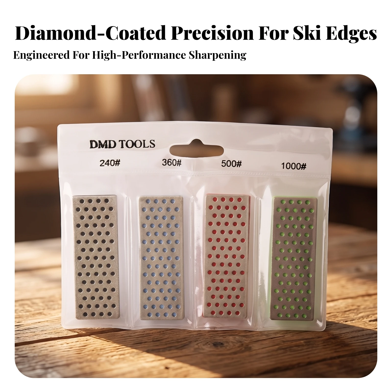 4 Pieces Ski Board Edge Tuning Stone Compact Ski Edge Tuner with Diamond Files Tool Kit Slim for Skiers, Workshop