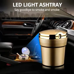 Universal Car Ashtray With Led Lights With Cover Creative Personality Covered Car Inside The Car multi-function Car Supplies New