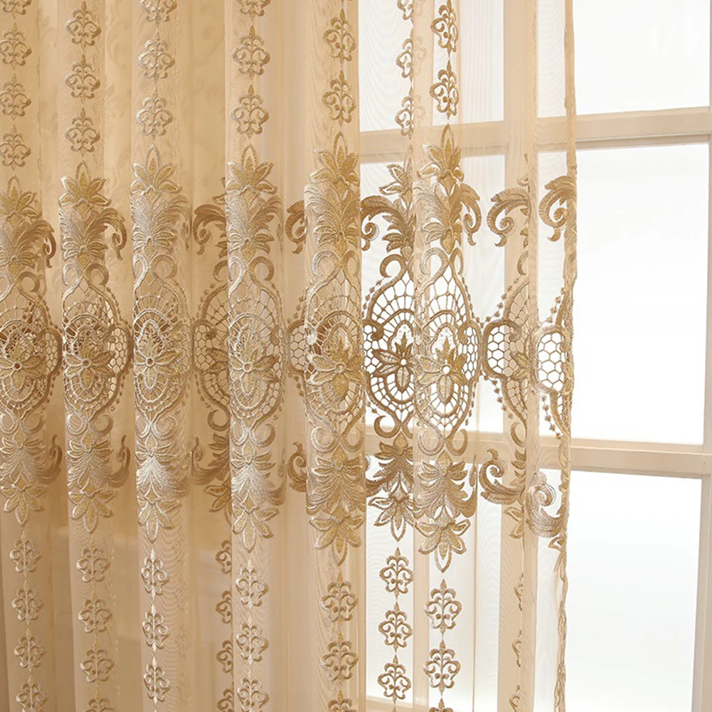NAPEARL Floral Tulle Sheer Curtains for Living Room Luxury French Windows & Balcony Home Decor 1PC