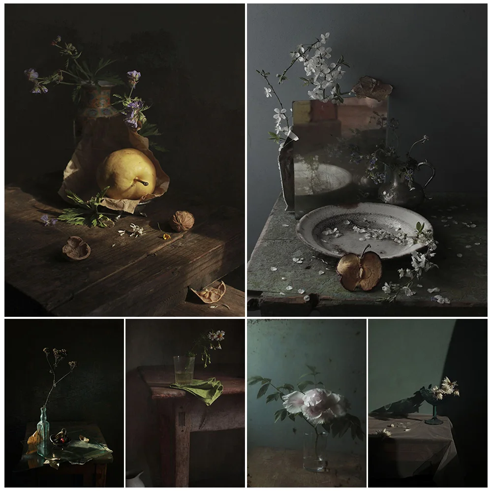 Vase,Skull,Flowers,Candle,Hourglass,Vintage Wall Art,Canvas Painting,Still Life Realistic Art,Poster Print,For Living Room Decor