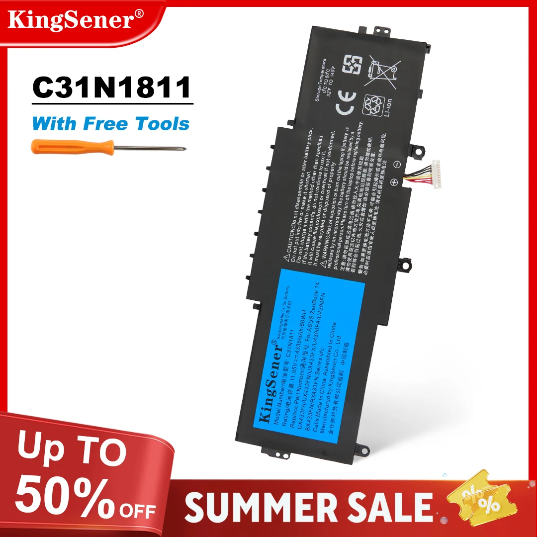 KingSener C31N1811 Laptop Battery For ASUS BX433FN UX433FN-2S For ZenBook 14 UX433F UX433FA-A5046R 0B200-03080000 4335mAh 50WH
