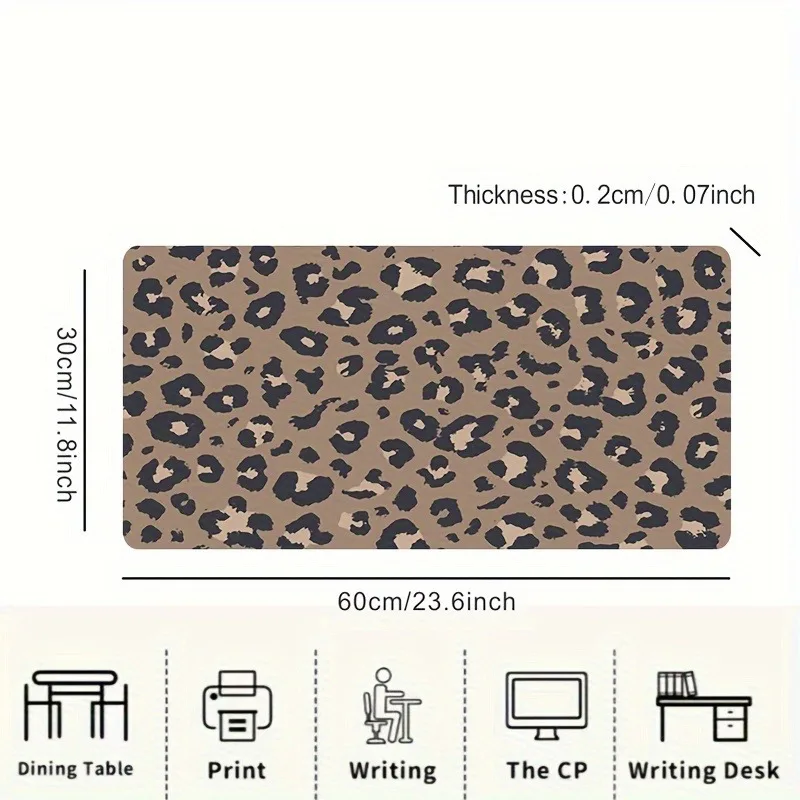 1pc Extra-Large Leopard Print Gaming Mouse Pad Multi-Size Non-Slip Stitched Edge Computer Keyboard Desk Mat For Office Home