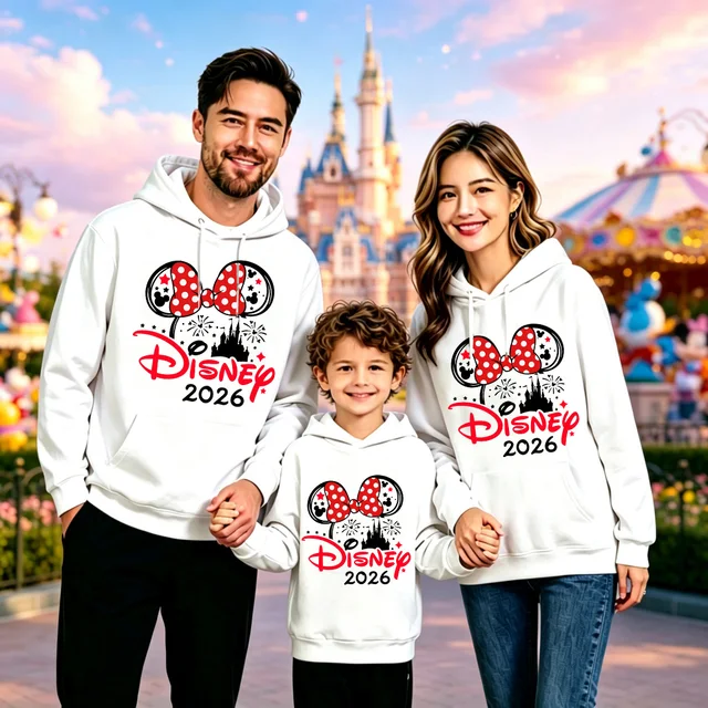 2026 Family Matching Hoodie Ears Castle Print Women Men Kids Multicolor Sweatshirt Land Trip Pullover 5