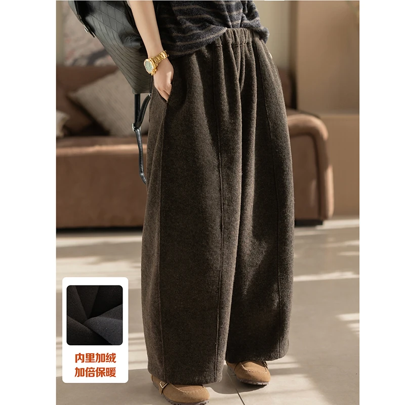 

2025 New Arrival Autumn/winter Women Vintage All-matched Ankle-length Pants Casual Loose Cotton Elastic Waist Harem Pants K169
