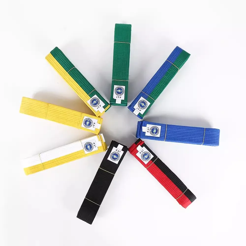 200cm ITF Taekwondo Belt International TKD Karate Belts Adult Children Cotton BJJ Judo Kukkiwon Black Belt Korean English