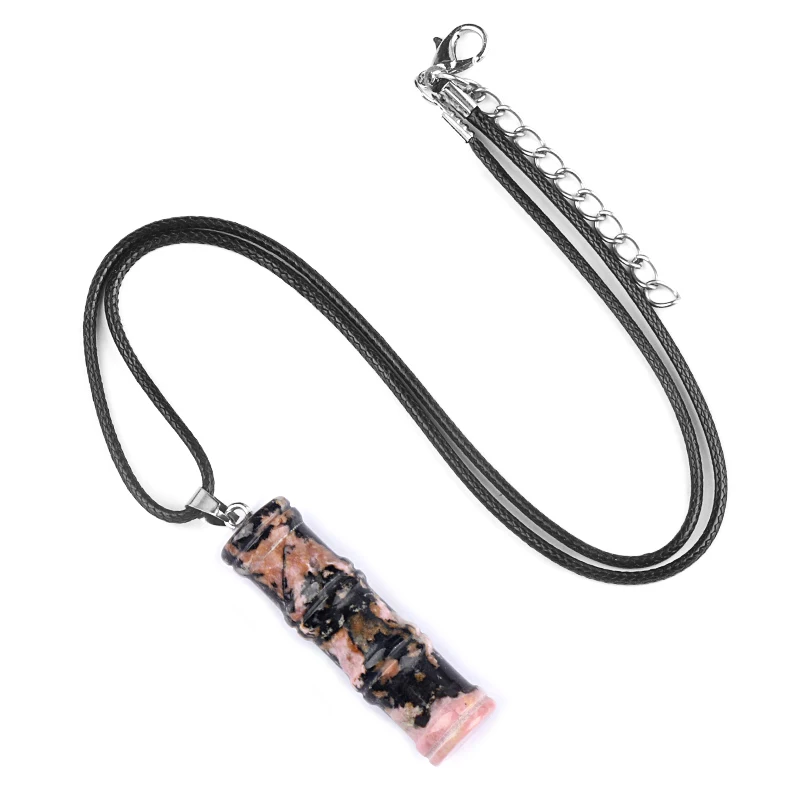 QIMOSHI الرودوكروسيت النساء الخيزران عقدة حجر قلادة قلادة 40 مللي متر أحجار كريمة مفكوكة حبة سحر شفاء كريستال الحرف المختنق #1