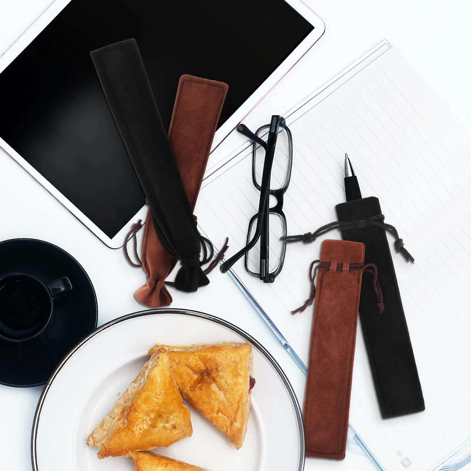 

50 Pcs Velvet Sleeve Black Bags Small Drawstring Pouch Single Pen Case Gift Students Teachers Staff Stationery Storage Pen Bags