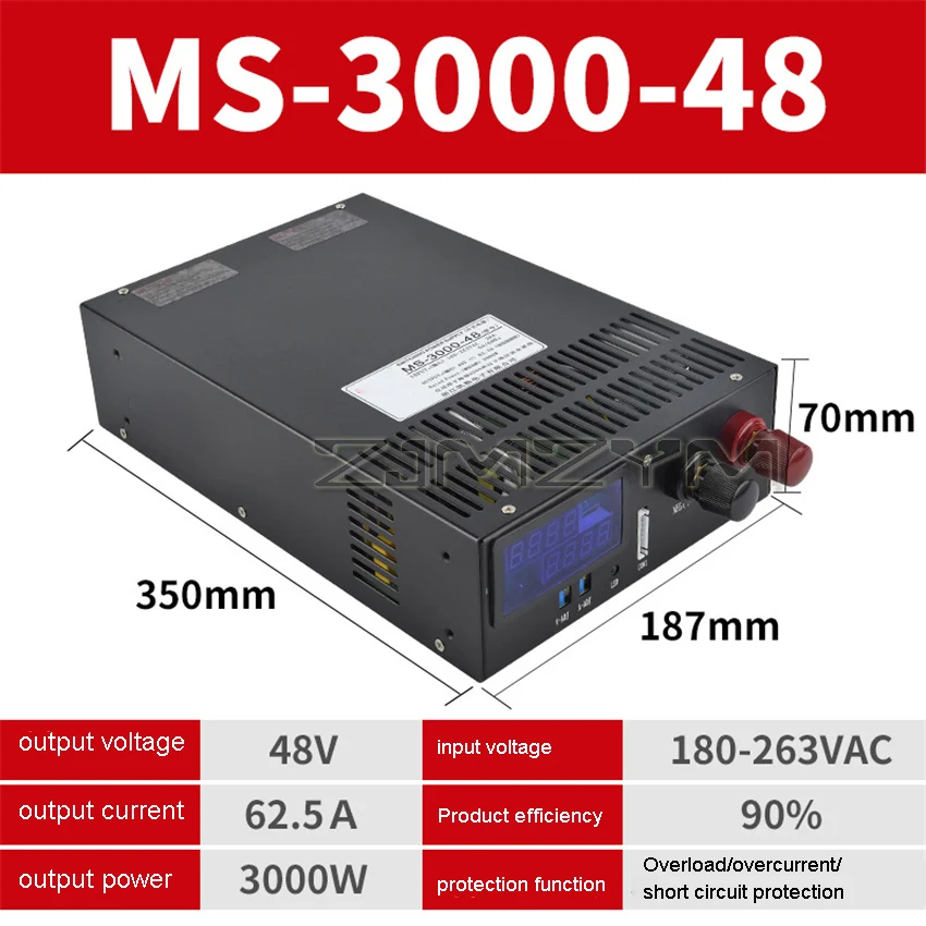MS-3000W Switching Power Supply 12V 24V 36V 48V Digital Display Adjustable Power Supply Accessories