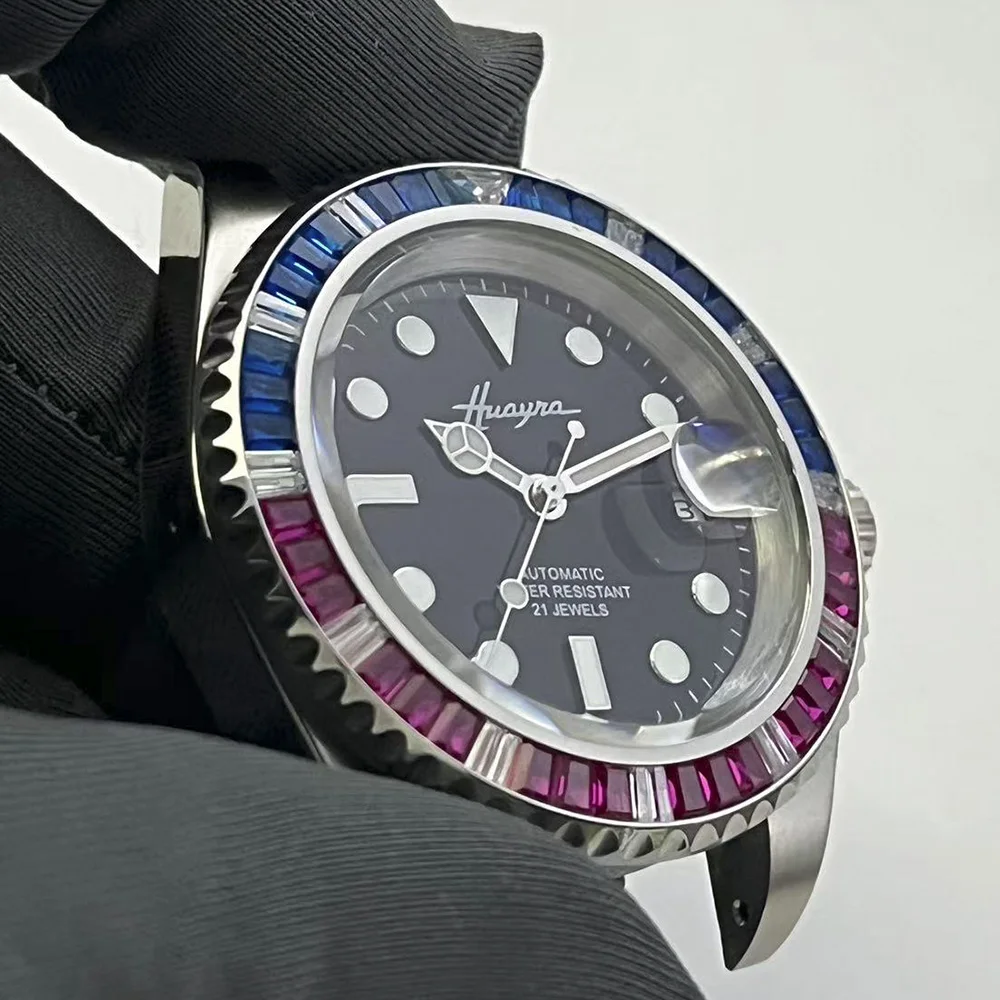 St1612 Men's 40mm Automatic Watch Polished Brushed Blue Dial Sapphire Glass Case Water-Resistant Mechanical with Date
