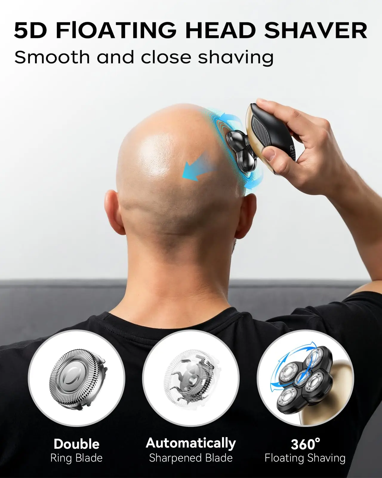 

Electric Head Shavers for Bald Men 6D Magnetic Razor Hair Trimmer Rechargeable LED Display with Rotary Blades,Nose Trimmer