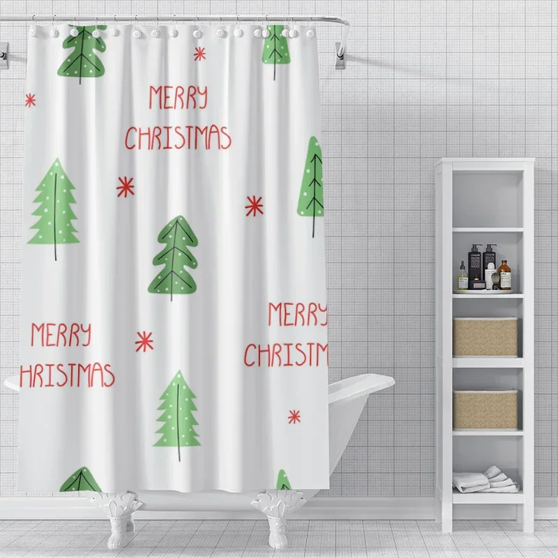 Home decoration shower curtains for bathroom waterproof curtain fabric Modern Nordic style Living Room Merry Christmas winter