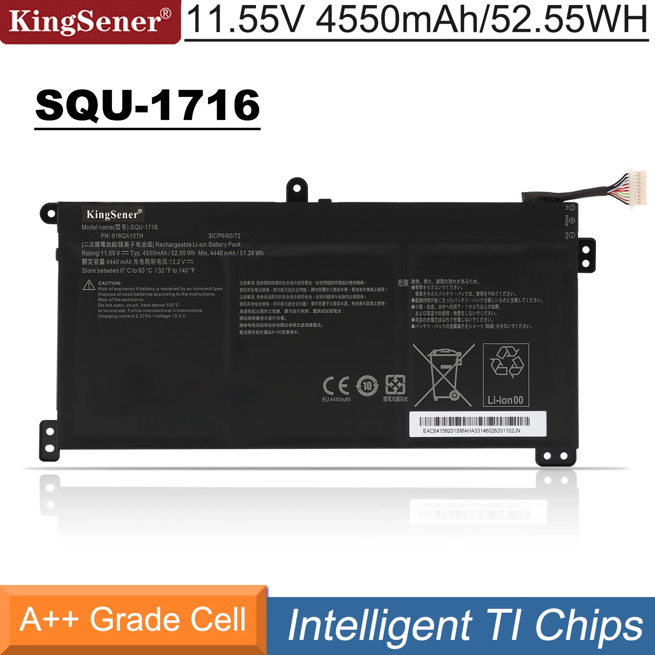 

KingSener SQU-1716 SQU-1717 Laptop Battery For Hasee KINGBOOK U65A QL9S04 916QA107H 916QA108H 11.55V 4550mAh 52.55WH