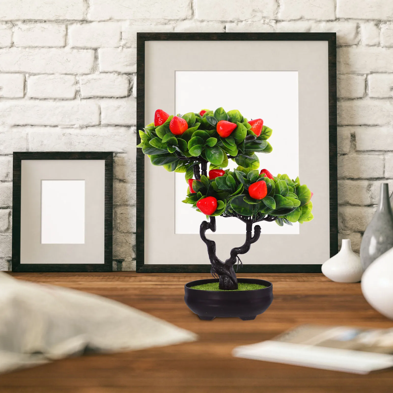 

Faux Fake Potted Fruit Tree Bonsai Desktop Ornament Home Office Cafe Party Wedding Table Decor Artificial Fruit Tree Plant