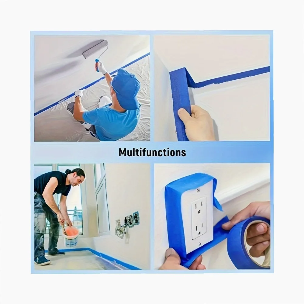 Blue Canvas Tape 12 Rolls, 0.79in x 511.81in Waterproof No Residue, Easy Tear Art Masking Tape for Painting, Home