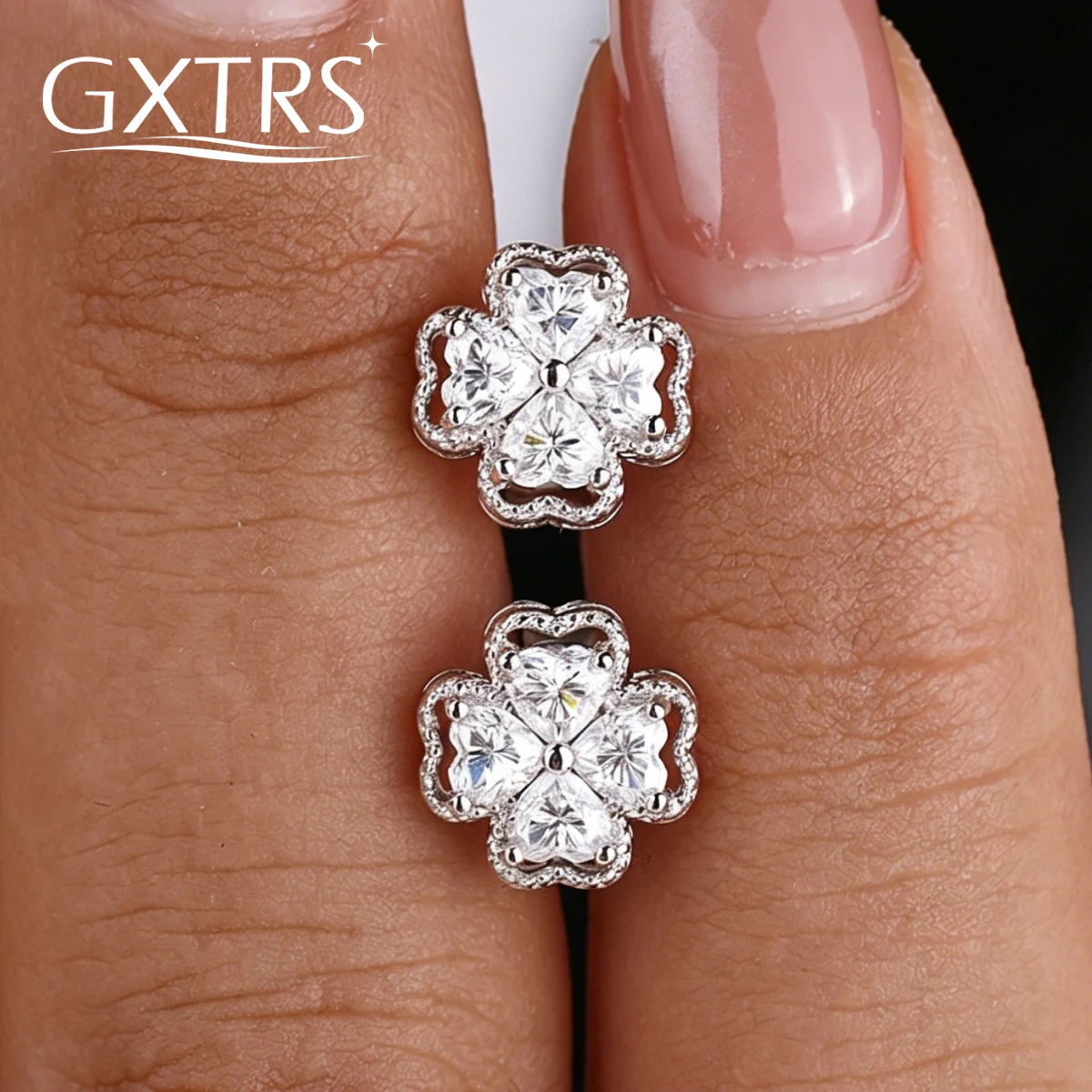 

GXTRS 3mm Heart Cut Moissanite Stud Earring For Women 925 Sterling Silver Elegant Lab Diamond Wedding Ear Stud Fine Jewelry Gift