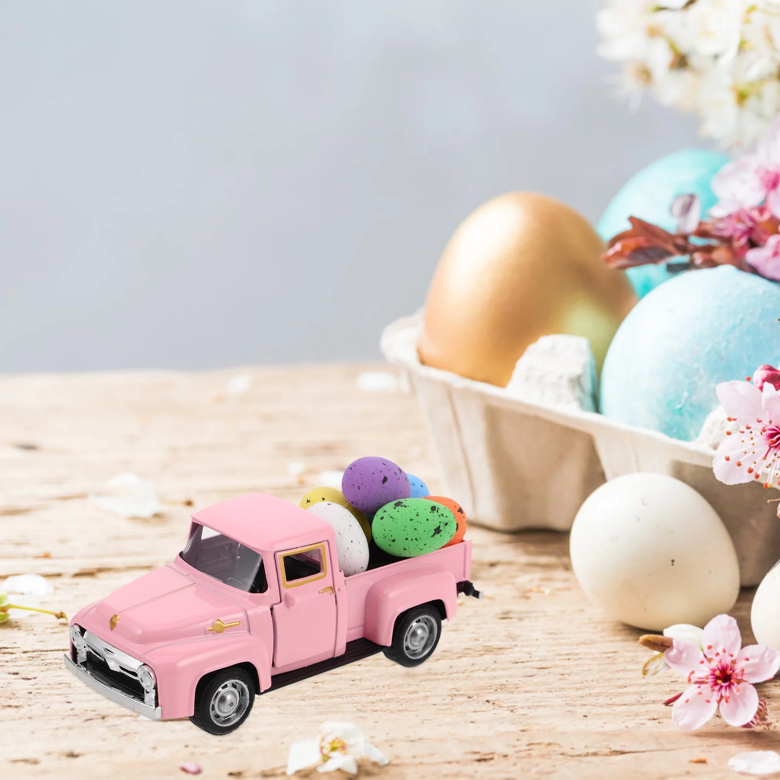 Pickup Truck Model Mini Decor Vintage Car Ornament Miniature Figurine Handmade Eggs