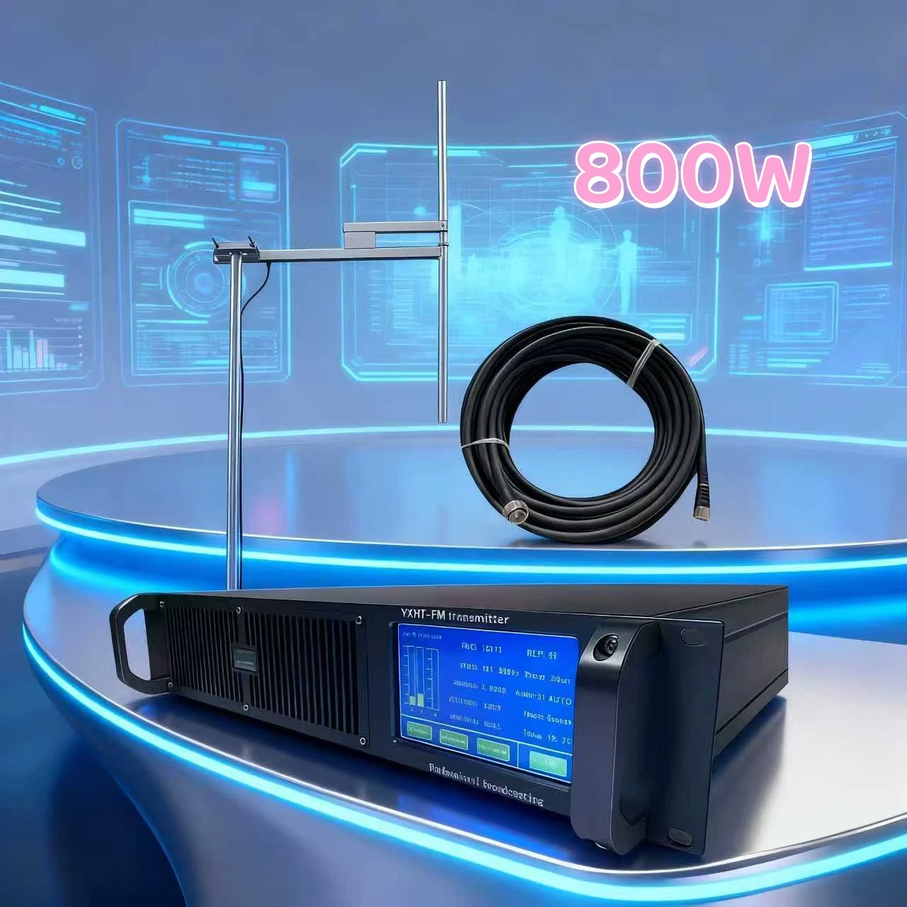 

Dual Voltage 110V/220V YXHT-800W FM Transmitter Kit Timer On/Off & Power Control, Low Noise, for Community, Office Building