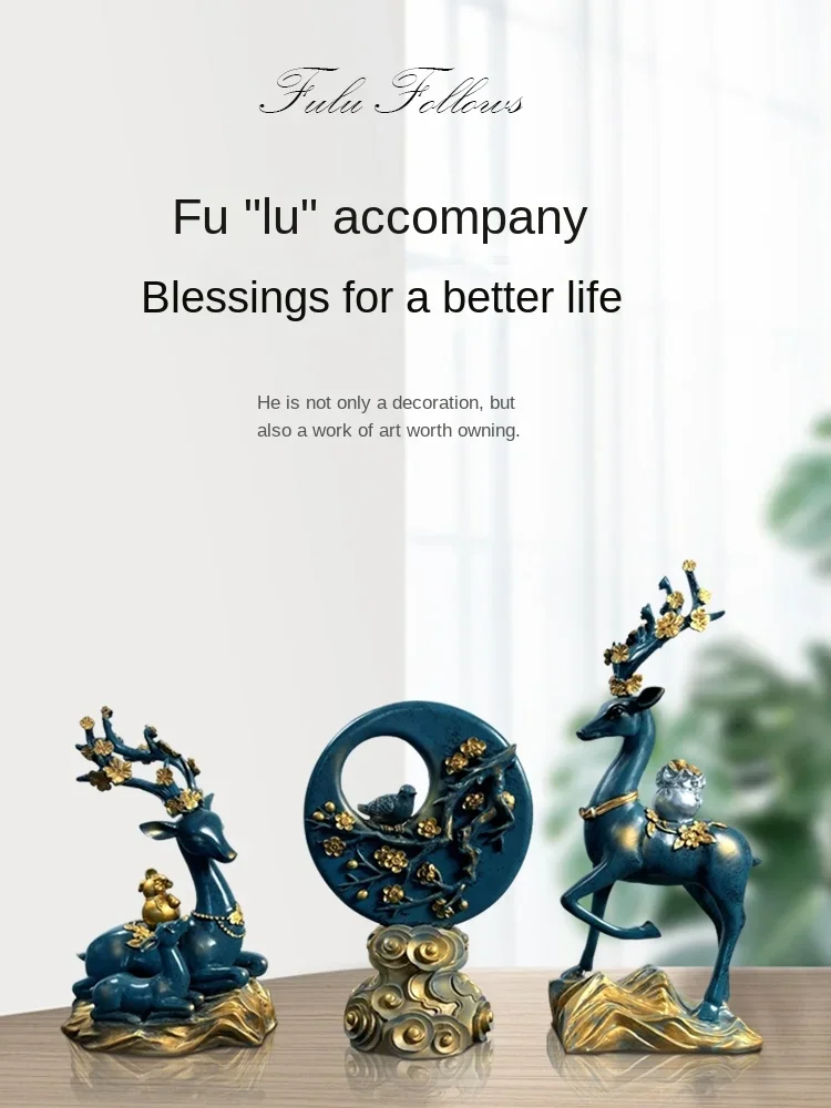 New Chinese Style Deer Decoration Creative Living Room TV Cabinet Crafts Wedding Gift Home Ornament