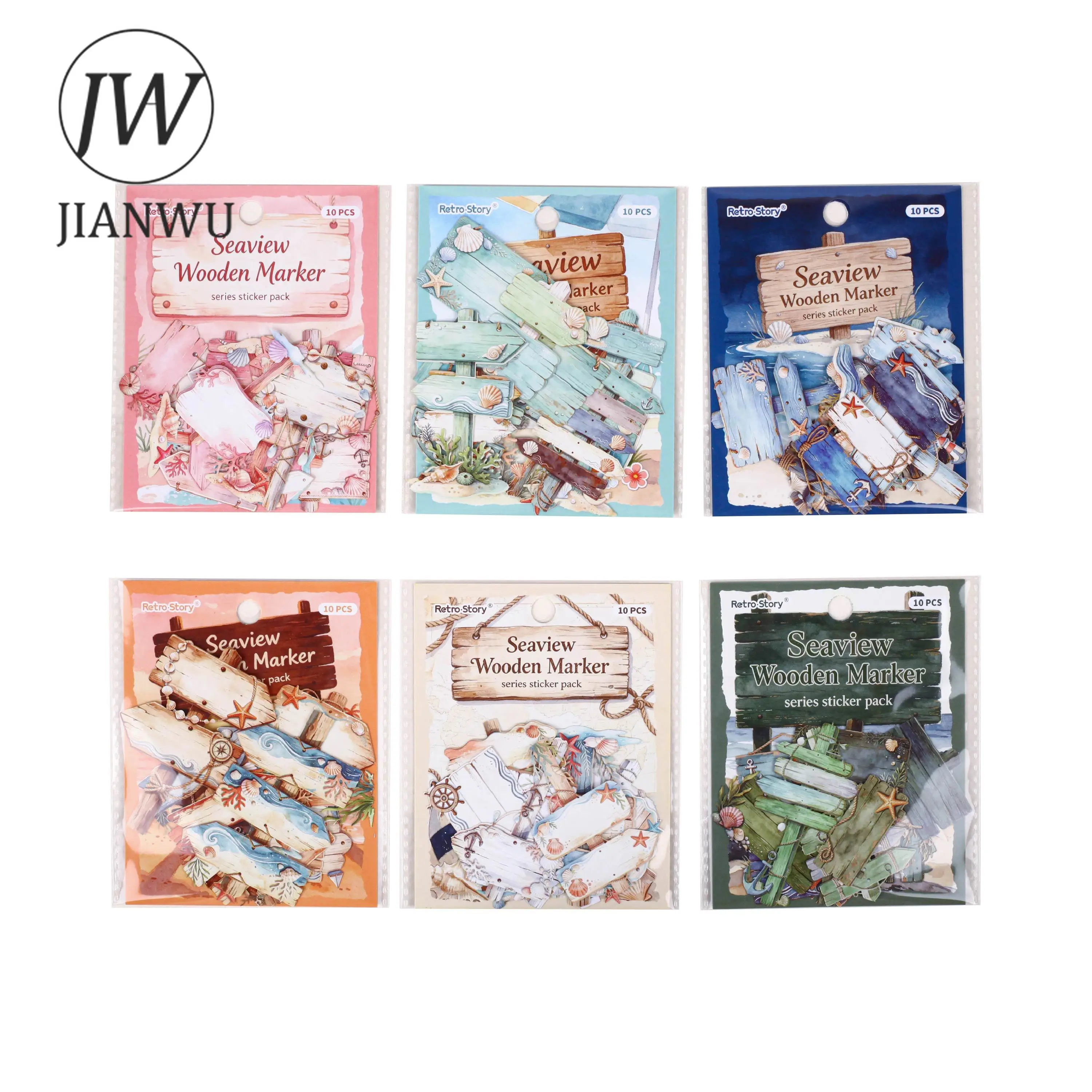JIANWU Vintage Wooden Signboard Landscape Material Collage Scrapbooking Sticker Creative DIY Journal Stationery - view 6