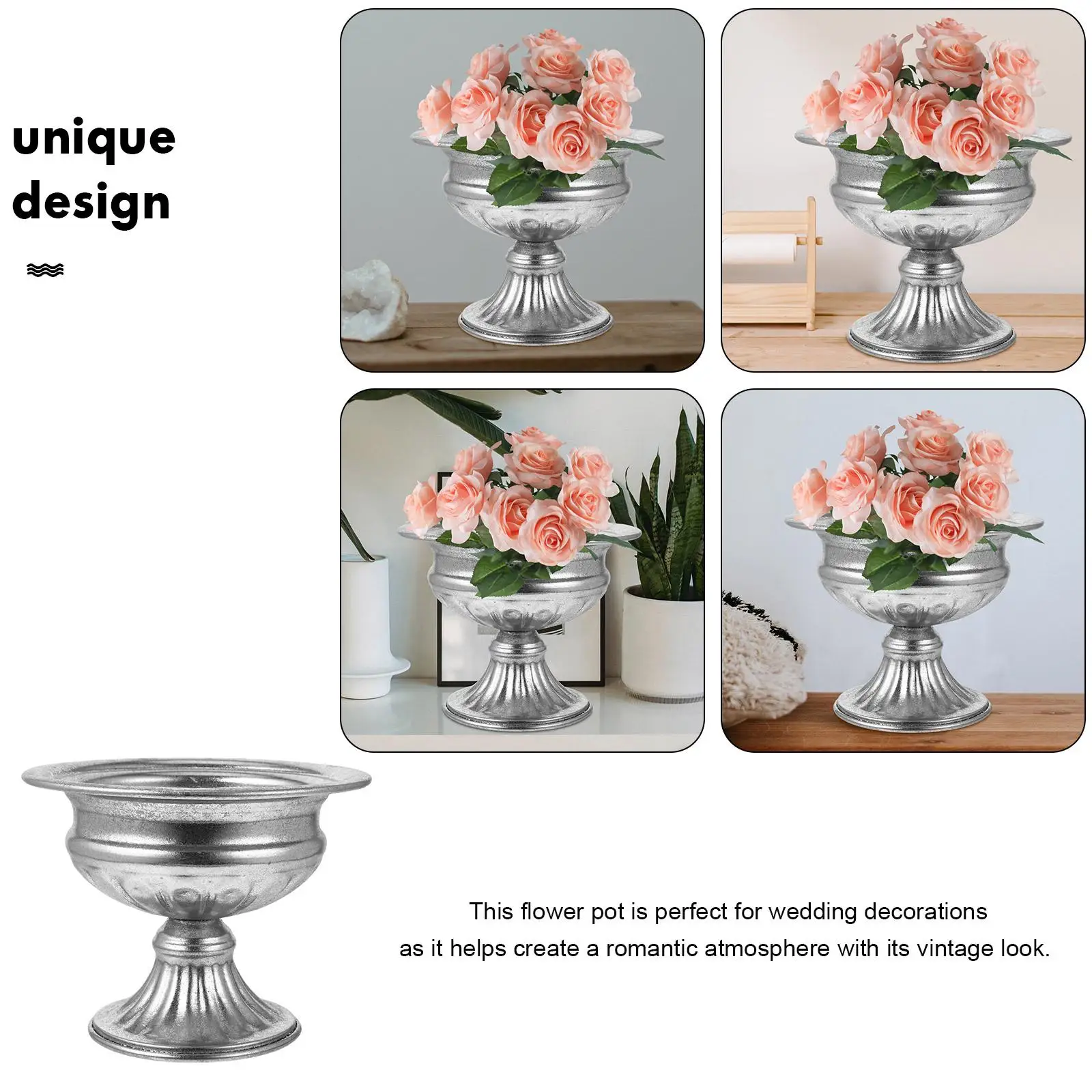 

Iron Tall Flowerpot Wedding Decor Retro Plant Container Decorate Delicate Roman Vintage