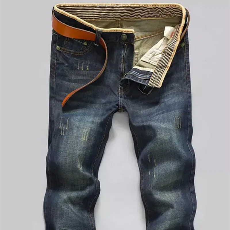 Denim Jeans for Men Slim Straight Pants Micro Stretch Designer Jeans for Male Loose Jeans with Pocket Streetwear Men