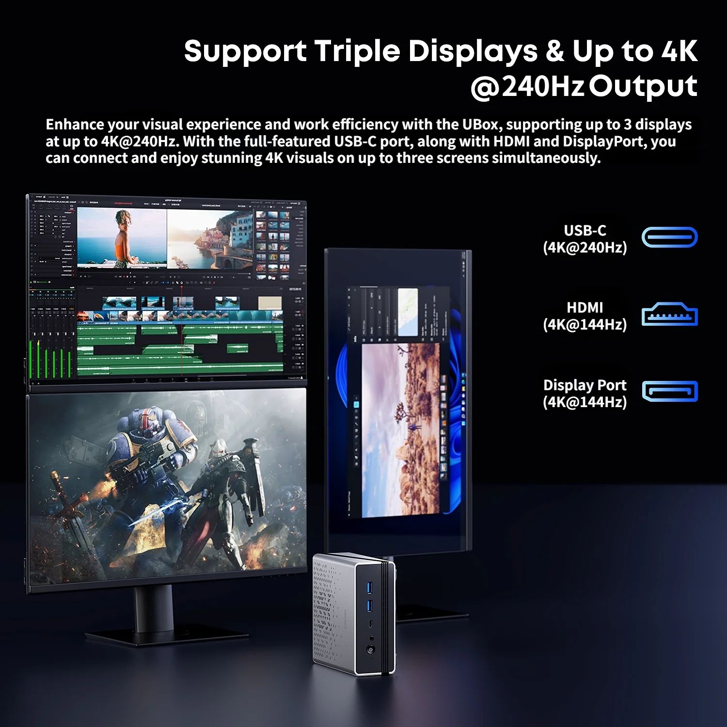 CHUWI UBox Mini PC Ryzen 6600H Processor AMD CPU 16GB RAM 512GB SSD Windows 11 Desktop Computer PC 4K Decording WIFI 6 PC