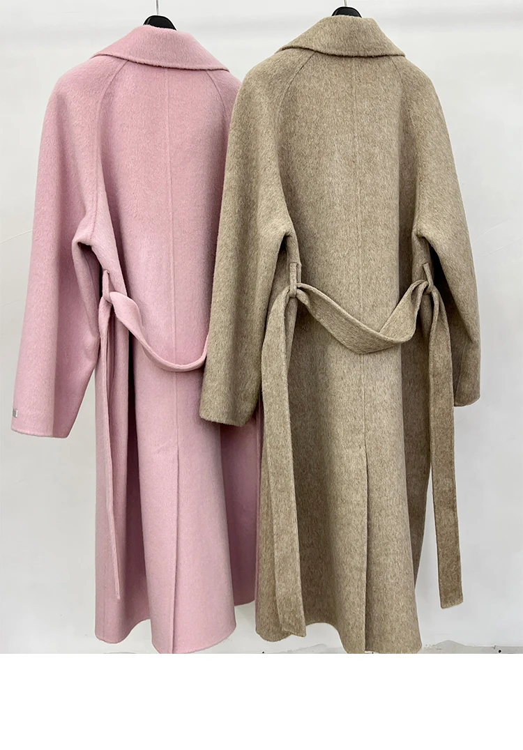 Korean Winter Handmade Wool Blend Coat for Women Jacket Double-Sided Cashmere Coat Loose Causal Coats and Jackets Women