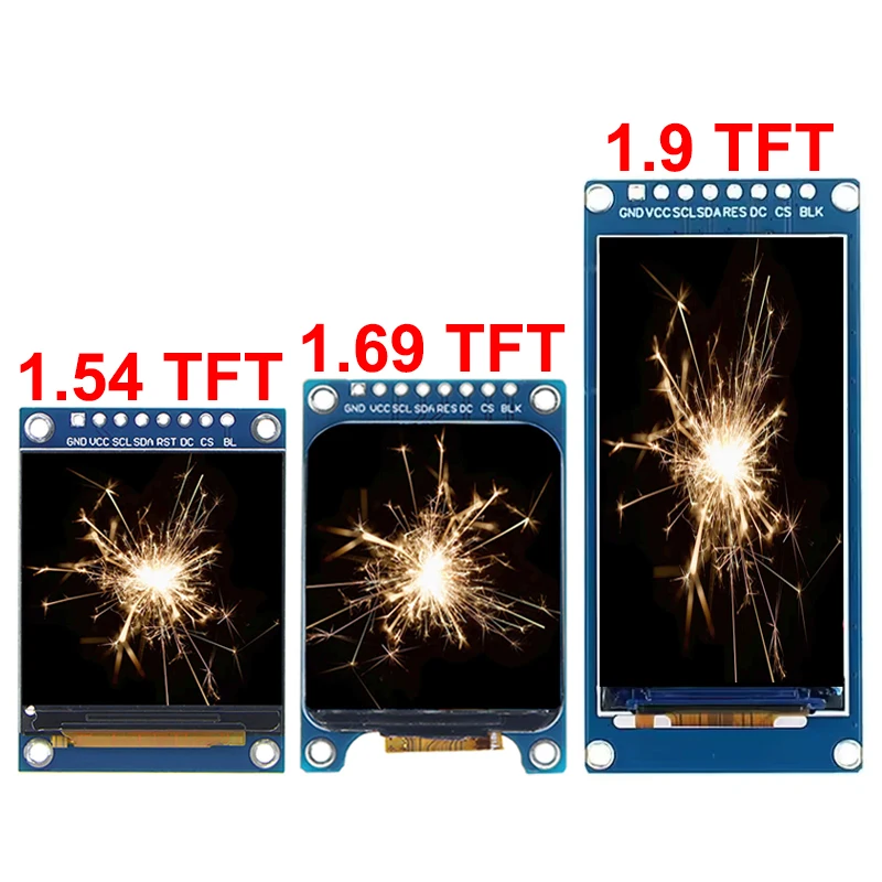 Display Module 1.54 / 1.69 / 1.9 Inch All Color Full View HD IPS TFT Screen SPI Interface ST7789 Controller For Arduino 1pcs