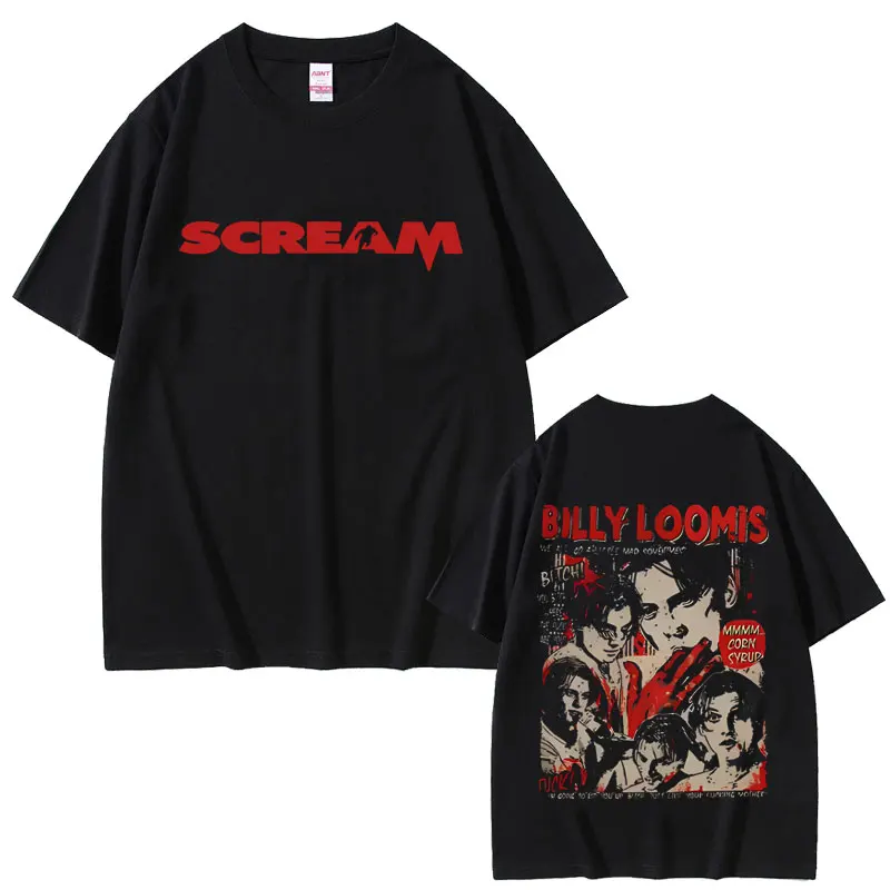 90s Horror Movie Scream Tshirt Billy Loomis We All Go A Little Mad Billy T-shirts Men Women Fashion Vintage Oversized T Shirts