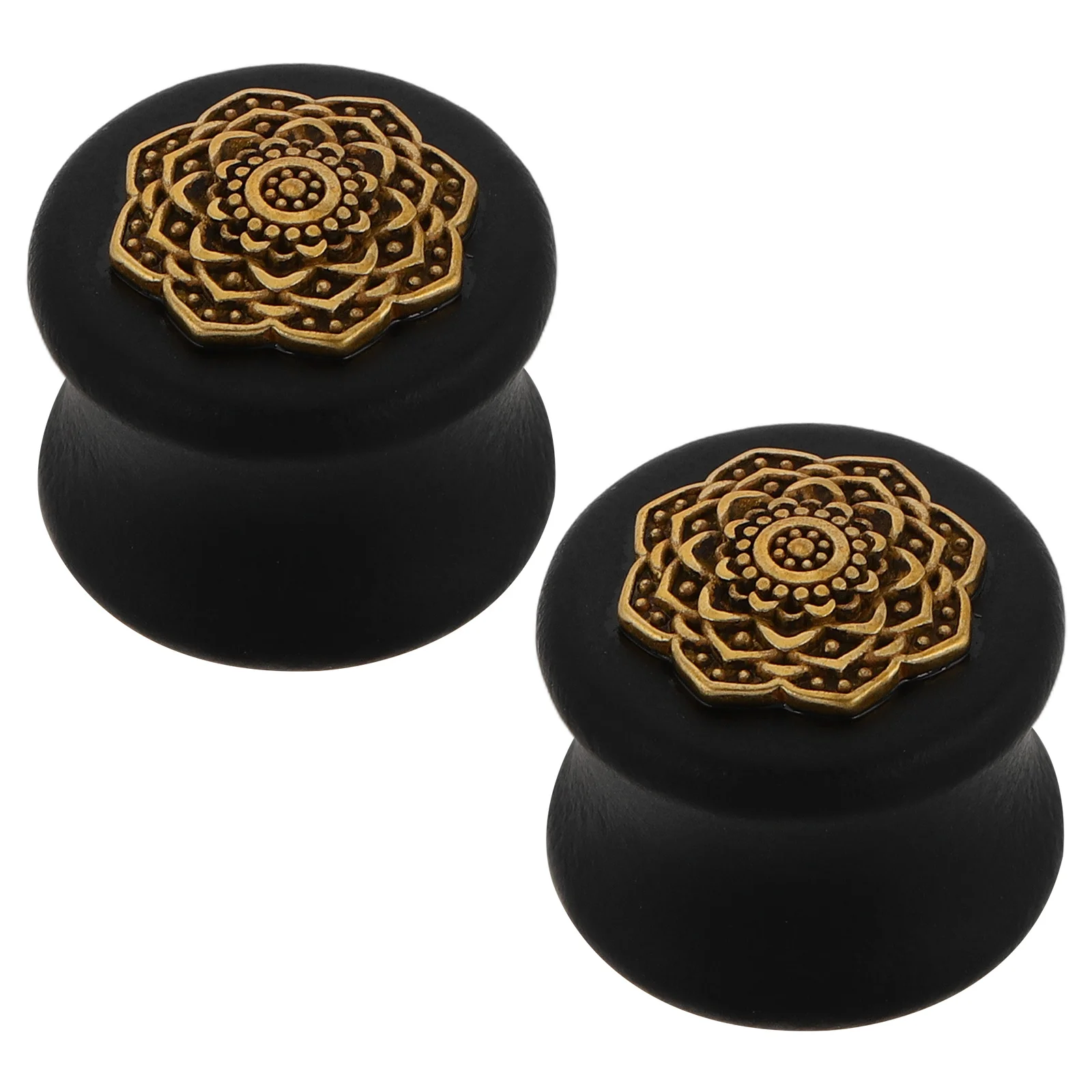 

1Pair Wooden Ear Tunnels Mandala Flower Design Vintage Piercing Jewelry Ear Stretch Gauges Punk Accessories Fear Accessories